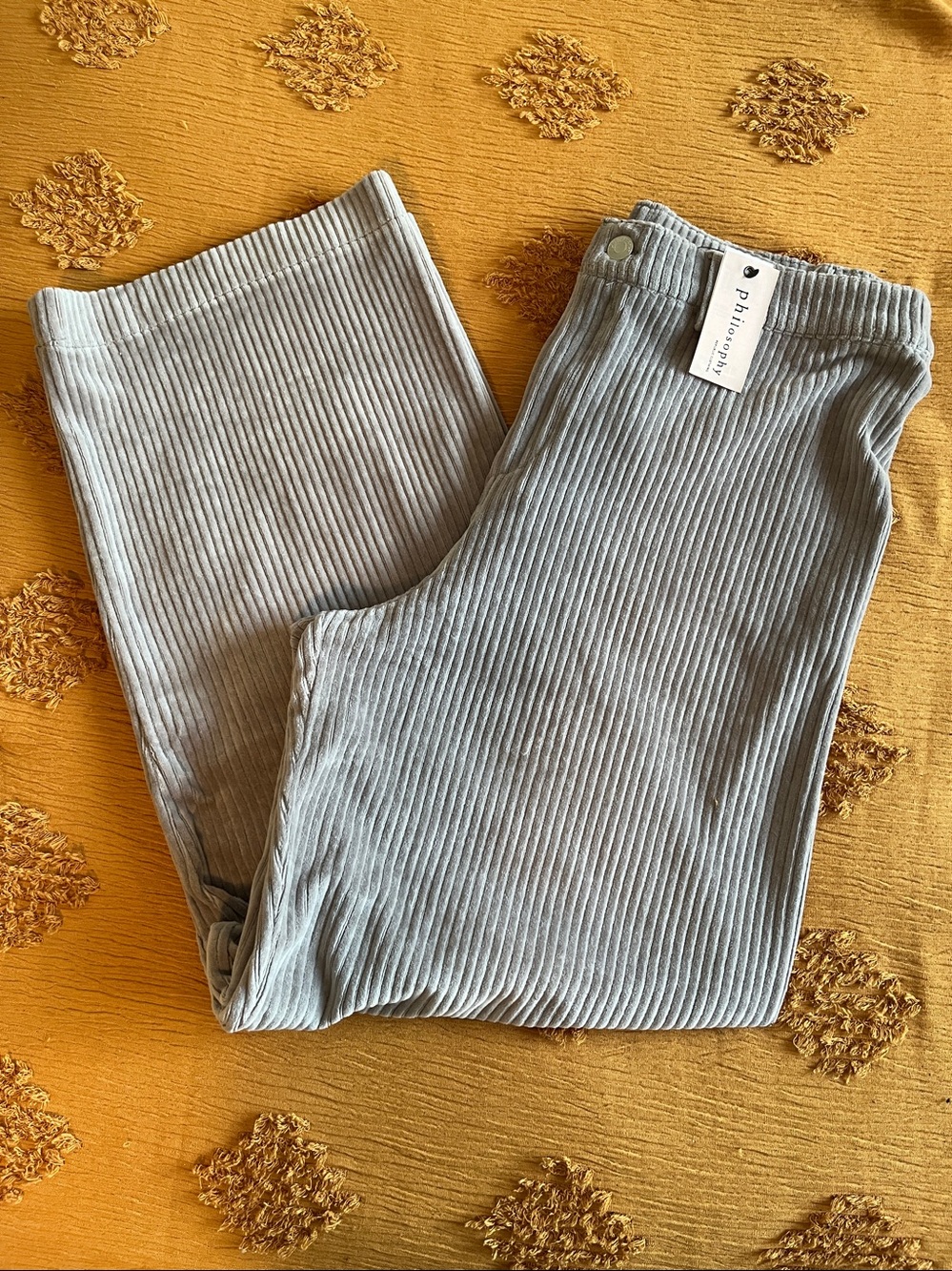Philosophy Women’s Soft Knit Corduroy Textured Pants in Gray Size XL Classic
